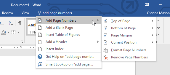 Additional menu options