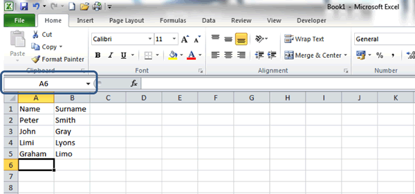 The Name Box - Excel