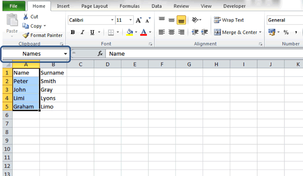 The Name Box - Excel
