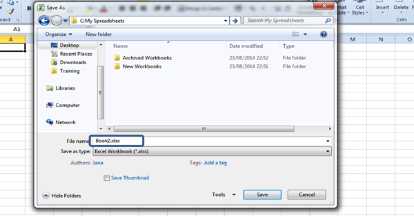To save a workbook, click on the Save button located on the left-hand panel in the Backstage View
