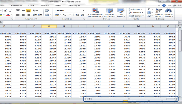 The navigation bar at the bottom right hand side of the screen - Excel Tutorial